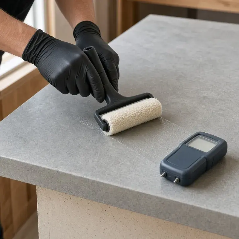 Densify & Harden step of concrete polishing in Kelowna